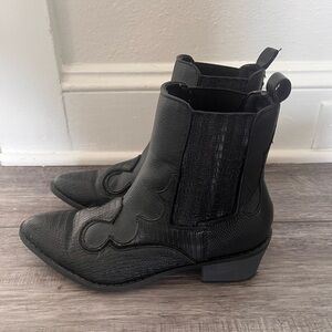 Black Snakeskin Animal Print Ankle Booties